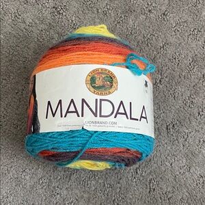Lion Brand Mandala Multicolor Gradient Yarn - Vibrant Teal, Orange, Yellow